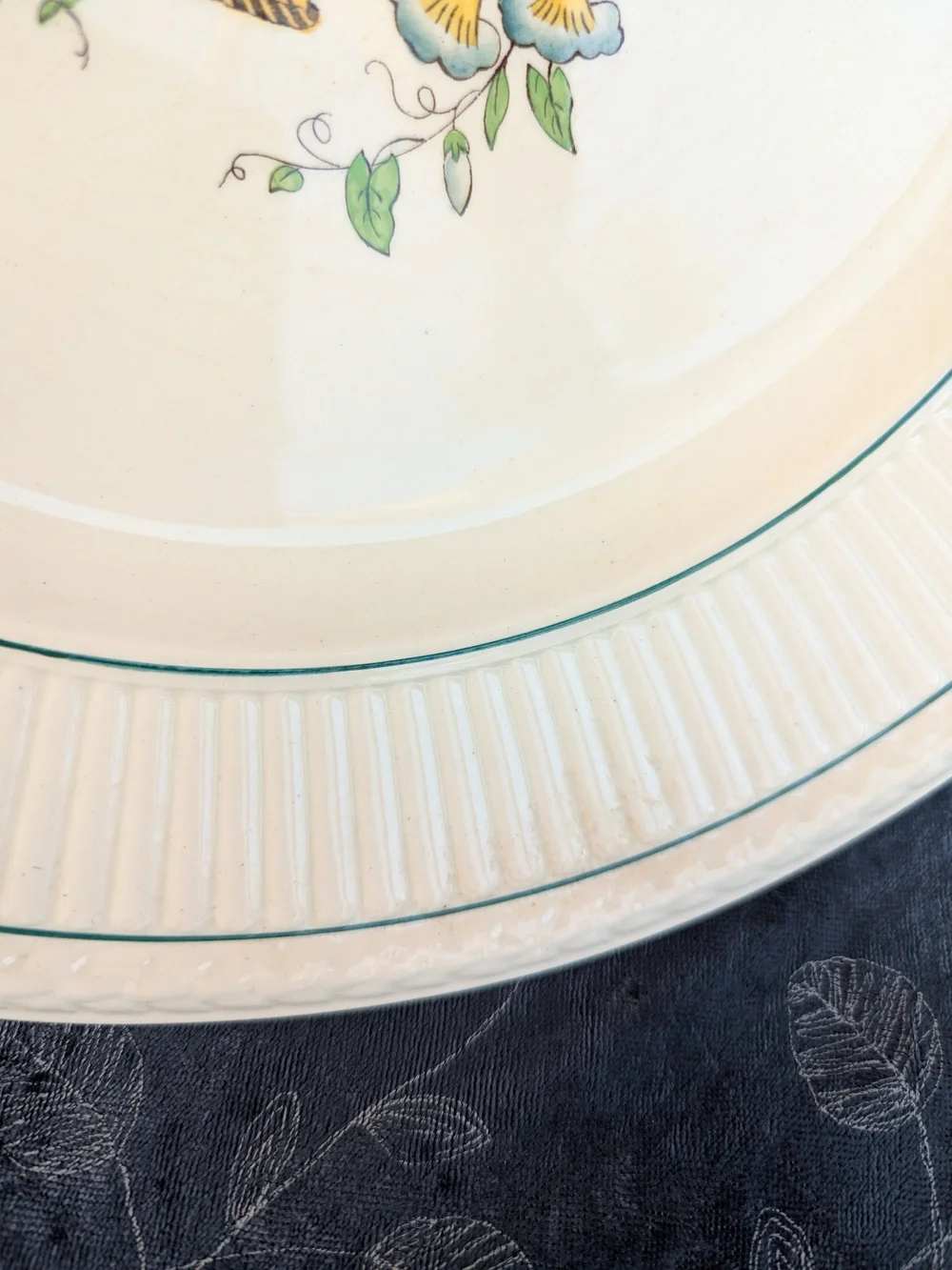 Vintage Wedgwood Belmar Serving Platter Floral Basket Large Round Cottagecore